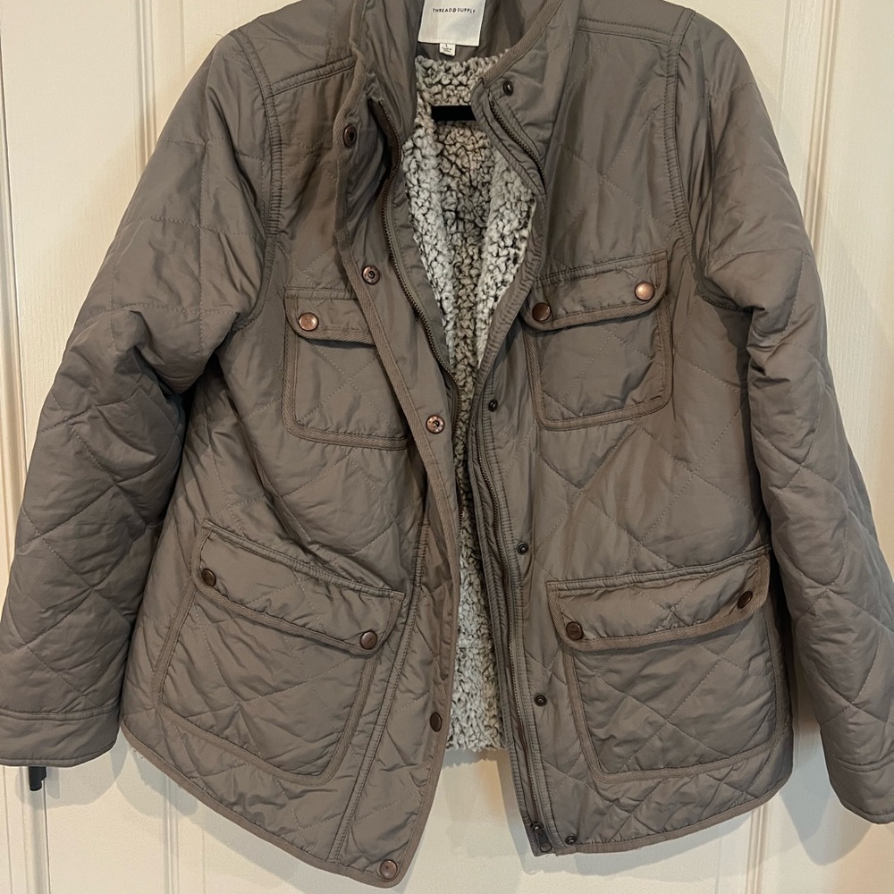 Thread & Supply Taupe Quilted Utility Jacket